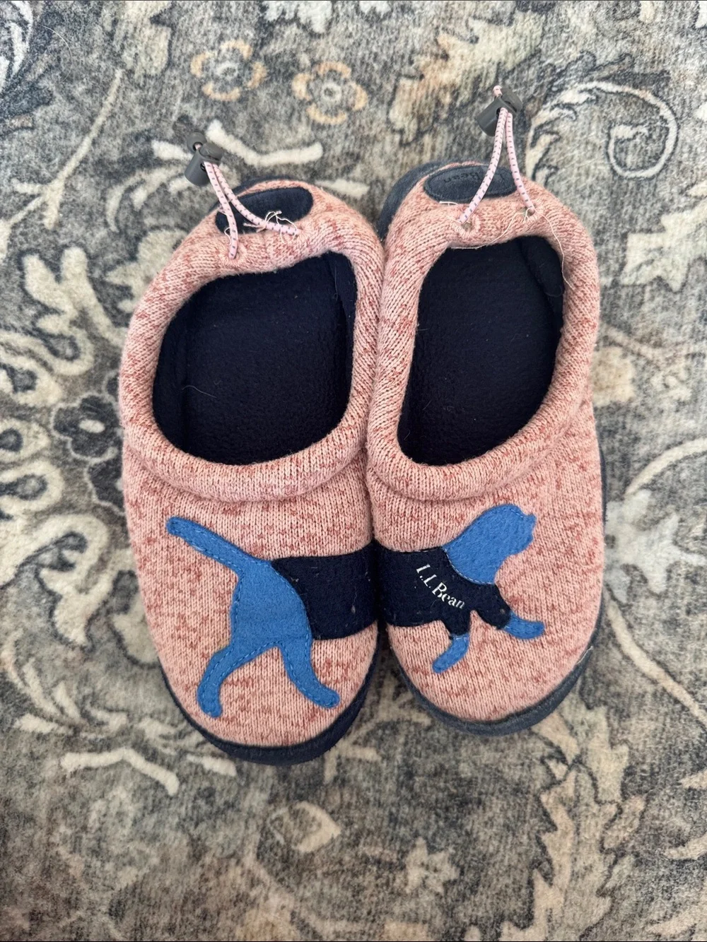 L.L. Bean Kids' Pink Slipper Shoes with Blue Dog Motif